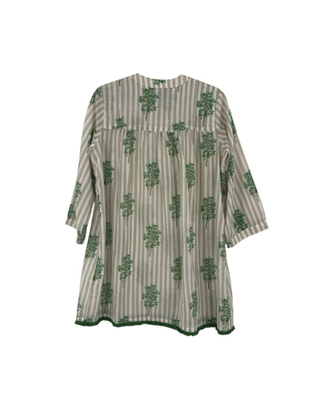 Tuckernuck Womens XS Cream Green Floral Stripes Coastal Tropical Tunic Dress - Picture 2 of 16